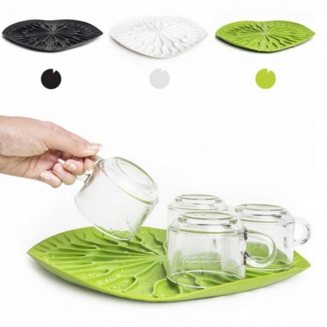 Поднос-сушилка Qualy Лист лотоса Зеленый