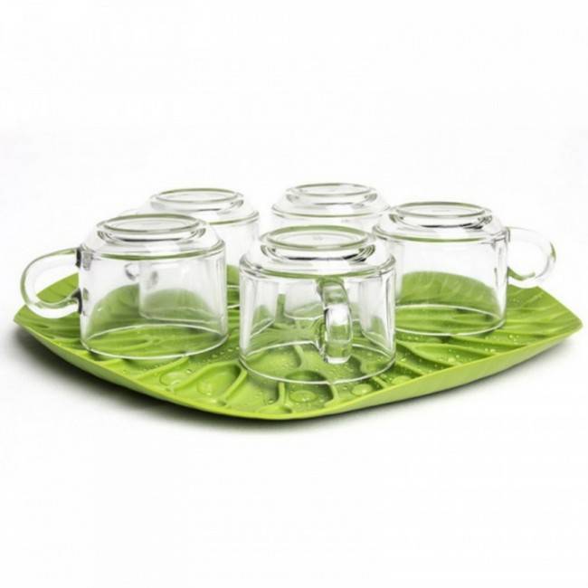 Поднос-сушилка Qualy Лист лотоса Зеленый