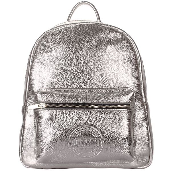 Рюкзак женский кожаный Poolparty XS Серебро