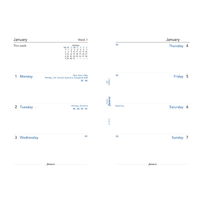 Бланки Неделя на развороте Filofax Pocket White на 2019 год (68221)