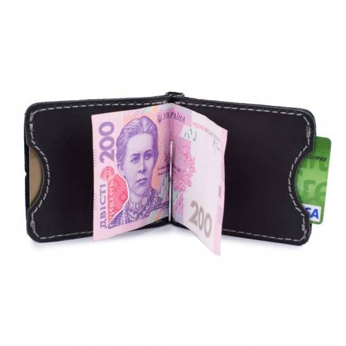 Портмоне с зажимом для купюр на резинке Black Brier Черное