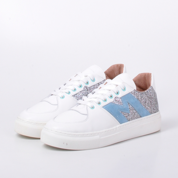 Кожаные кеды Jizuz Hillstar White с глиттером