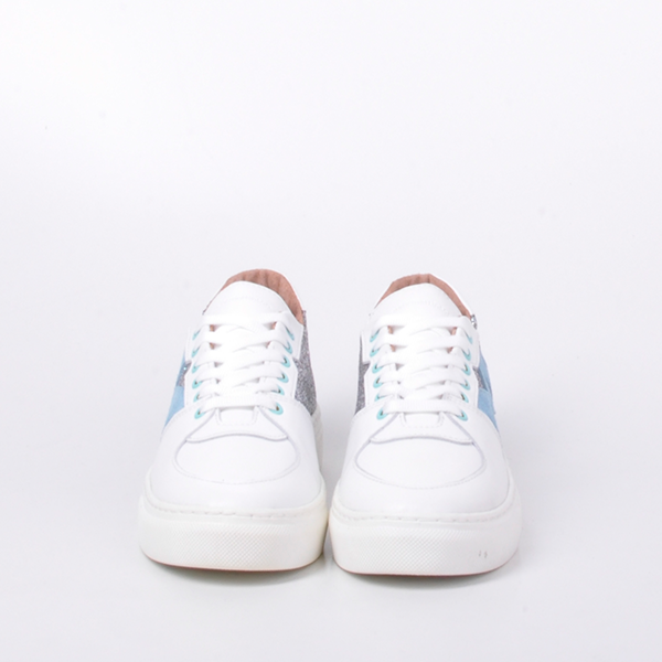 Кожаные кеды Jizuz Hillstar White с глиттером