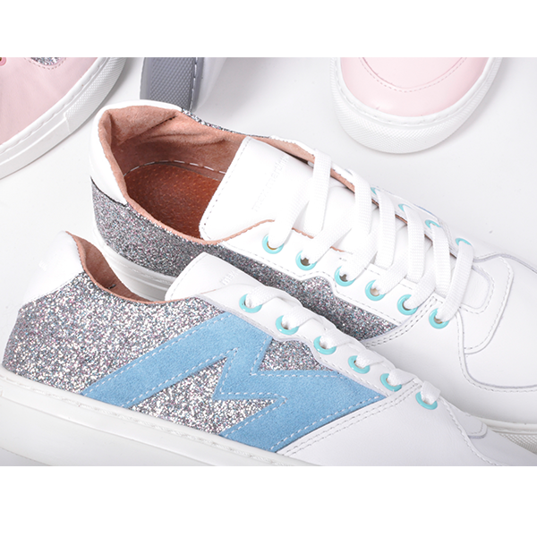 Кожаные кеды Jizuz Hillstar White с глиттером