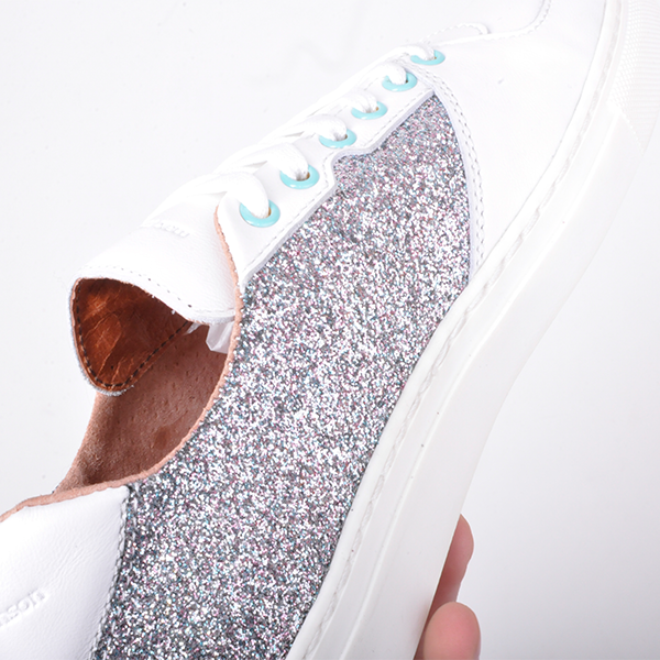 Кожаные кеды Jizuz Hillstar White с глиттером
