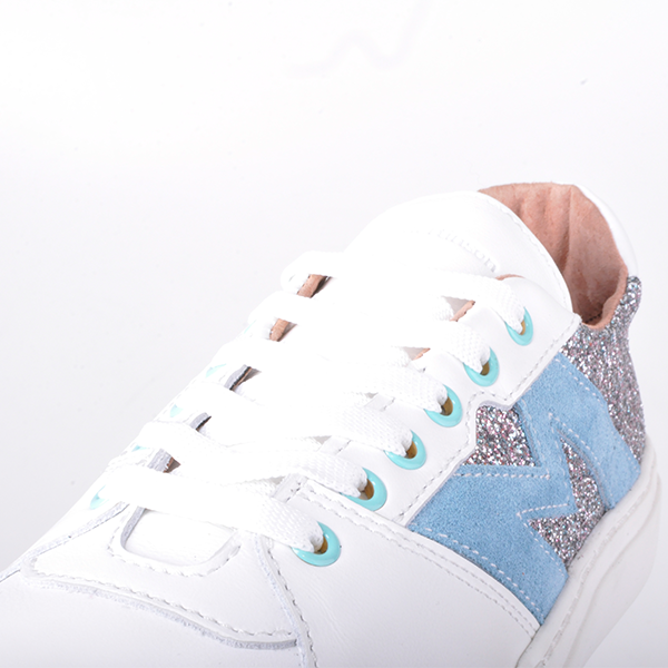 Кожаные кеды Jizuz Hillstar White с глиттером