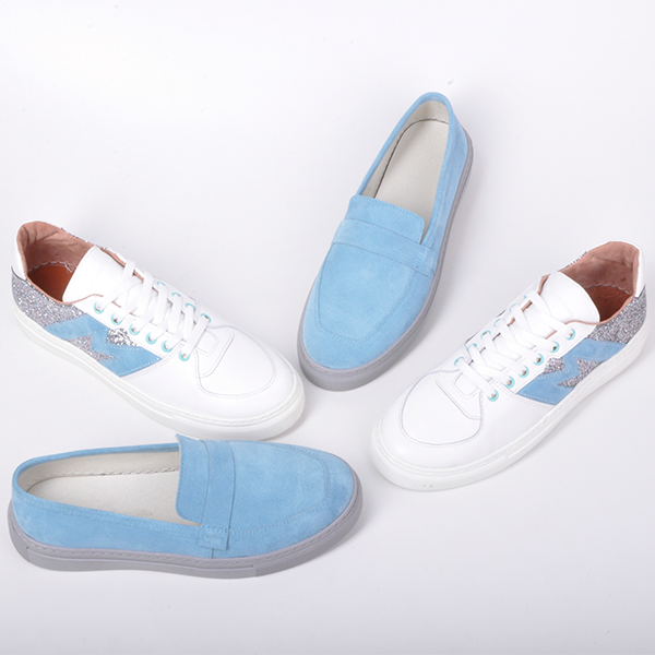 Кожаные кеды Jizuz Hillstar White с глиттером