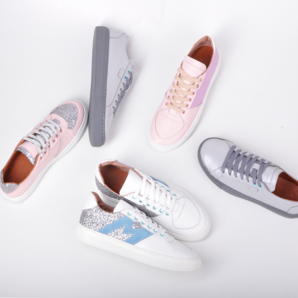 Кожаные кеды Jizuz Hillstar White с глиттером