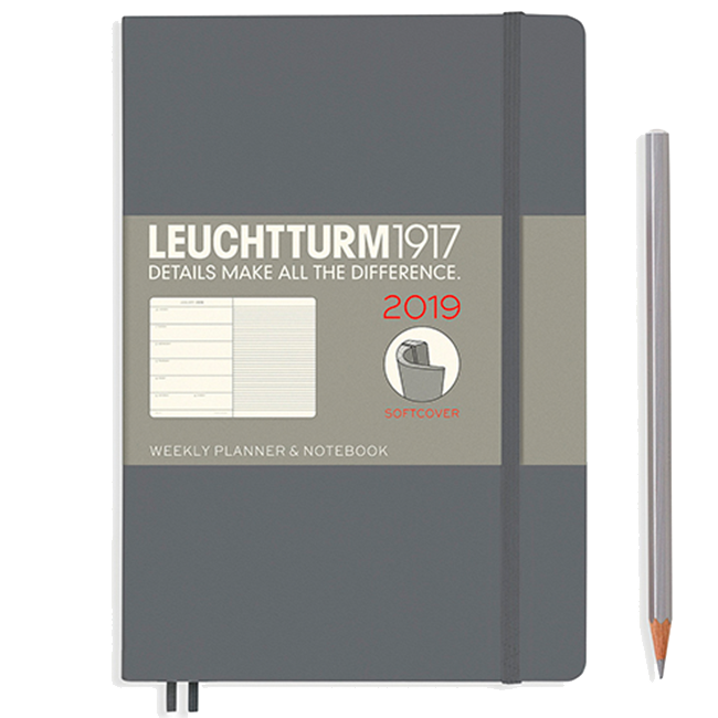 Еженедельник с заметками Leuchtturm1917 Мягкий Средний Антрацит 2019 (357830)