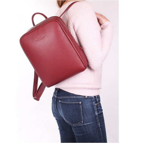 Рюкзак женский кожаный Poolparty Cult Красный