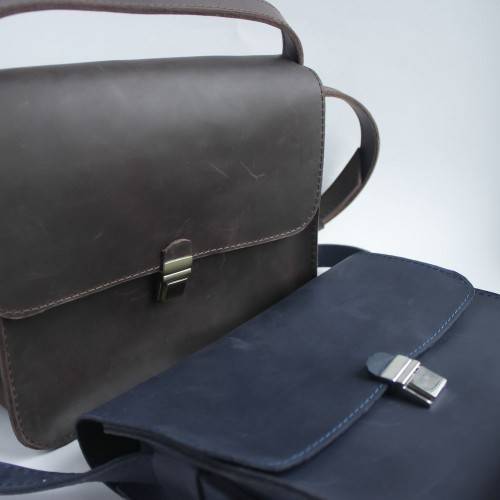 Шкіряна жіноча сумка Dekey Емма Плюс Темно Синя