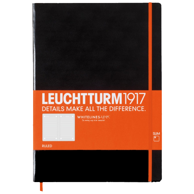 Блокнот Leuchtturm1917 WhiteLines MasterSlim Черный Линия (345308) с отрывными листами