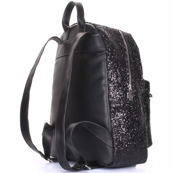 Рюкзак жіночий з текстилю з глитер Poolparty XS Чорний