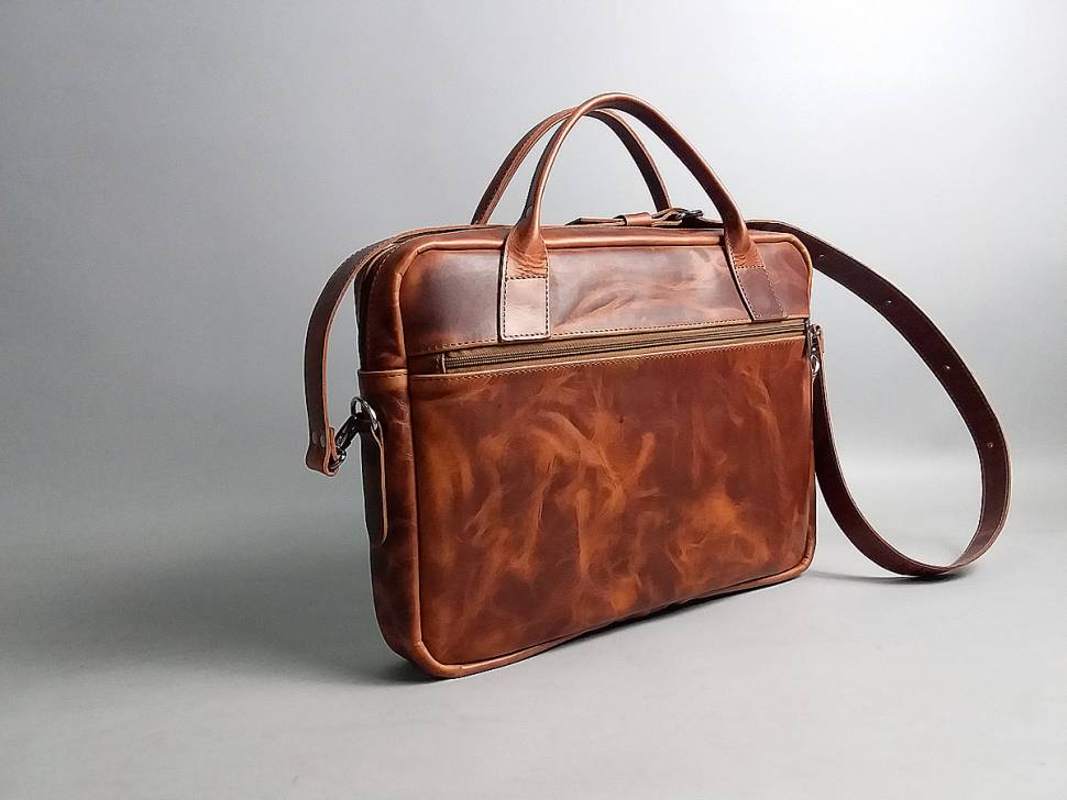 Шкіряна сумка для ноутбука AV2 Коричнева (B667)