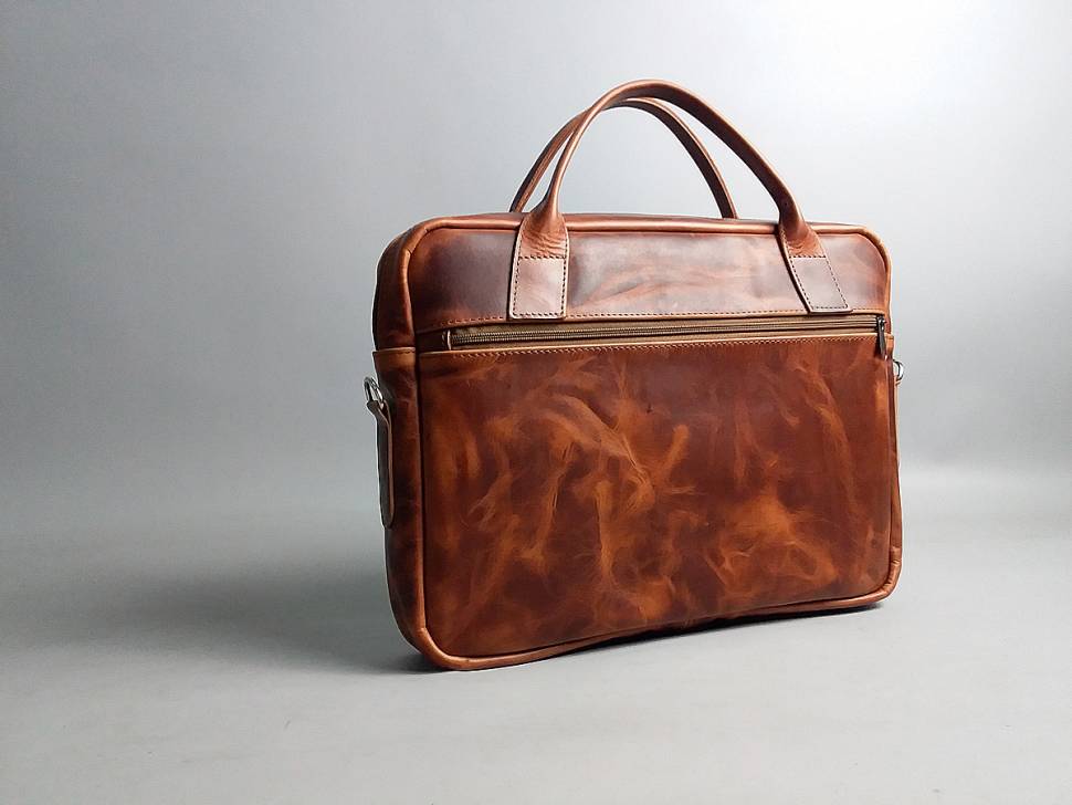 Шкіряна сумка для ноутбука AV2 Коричнева (B667)