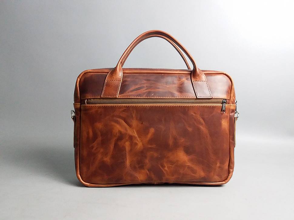 Шкіряна сумка для ноутбука AV2 Коричнева (B667)