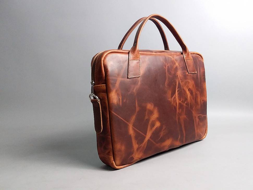 Шкіряна сумка для ноутбука AV2 Коричнева (B667)