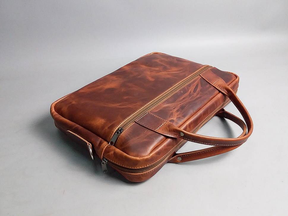 Шкіряна сумка для ноутбука AV2 Коричнева (B667)