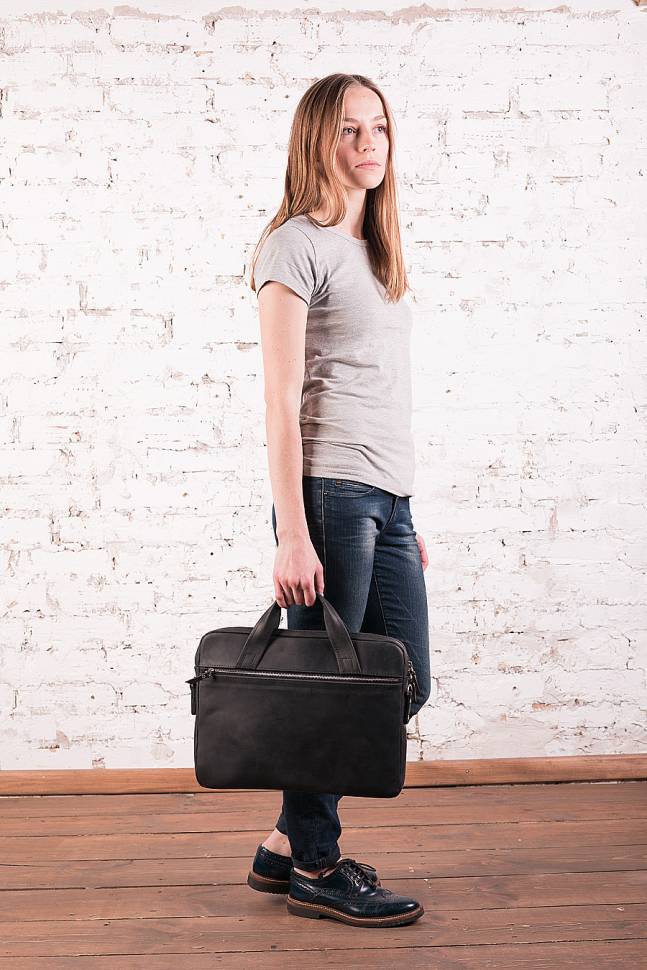 Шкіряна сумка для ноутбука AV2 Коричнева (B667)