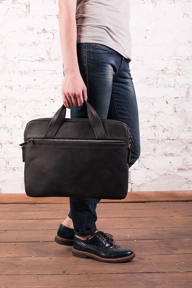 Шкіряна сумка для ноутбука AV2 Коричнева (B667)