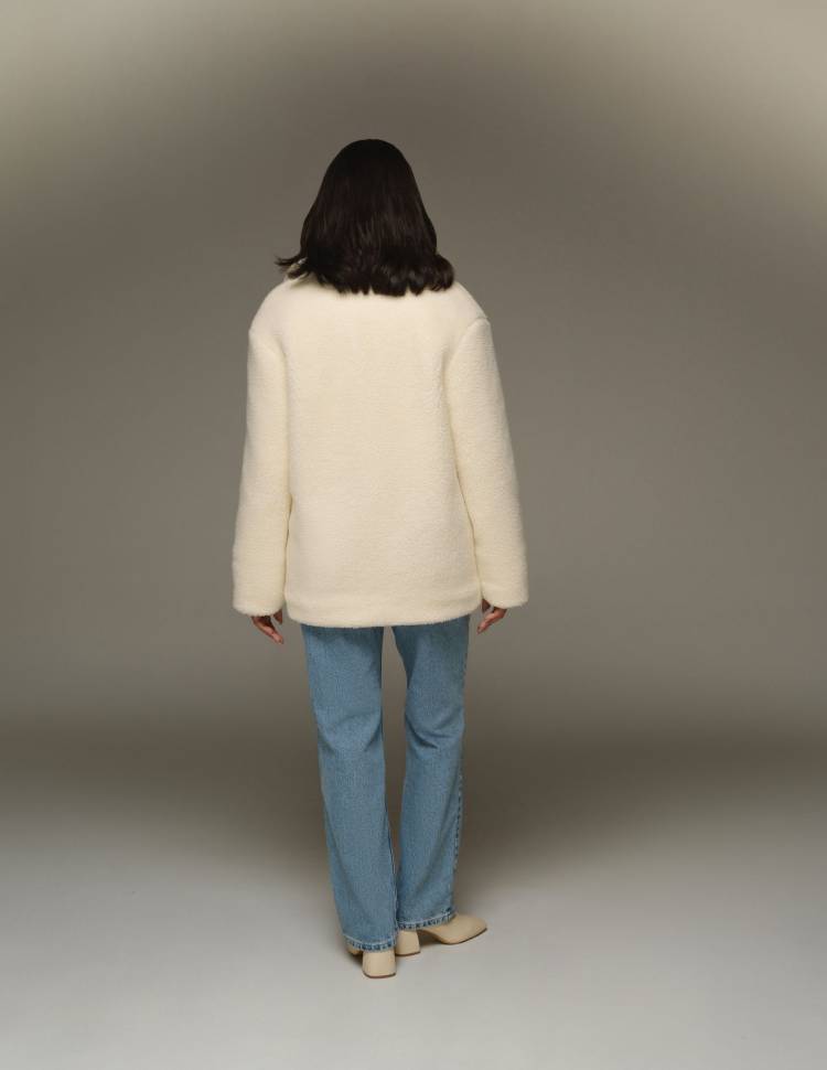 Шуба з еко-хутра Mia Молочна