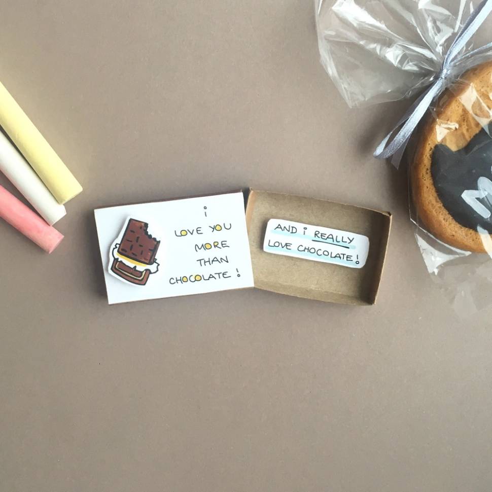 Открытка в спичечной коробке I Love You More Than Chocolate Открытка в спичечной коробке I Love You More Than Chocolate