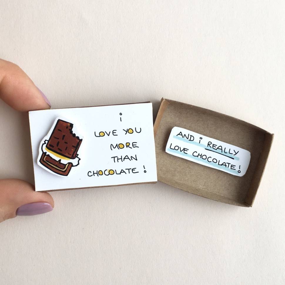 Открытка в спичечной коробке I Love You More Than Chocolate Открытка в спичечной коробке I Love You More Than Chocolate