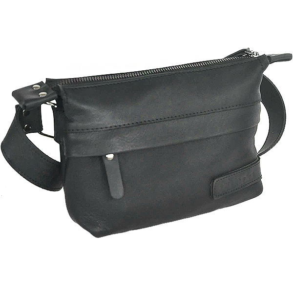 Шкіряна сумка на пояс AV2 Чорна (D102)