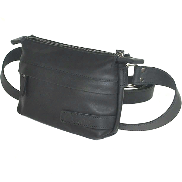 Шкіряна сумка на пояс AV2 Чорна (D102)