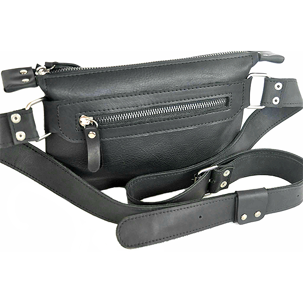 Шкіряна сумка на пояс AV2 Чорна (D102)