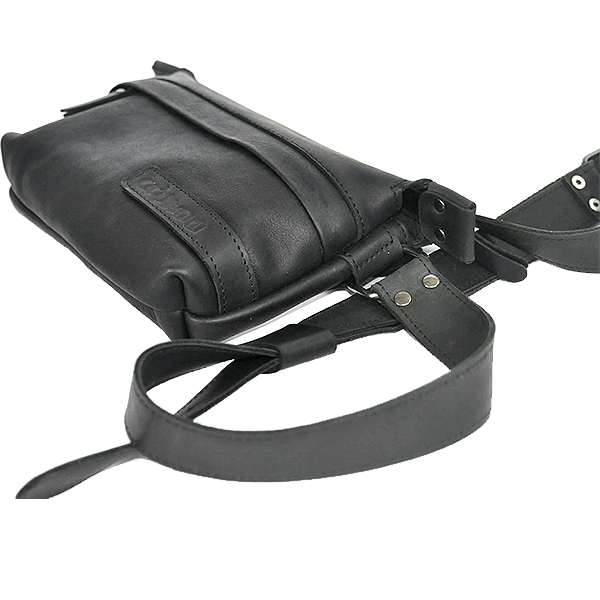 Шкіряна сумка на пояс AV2 Чорна (D102)
