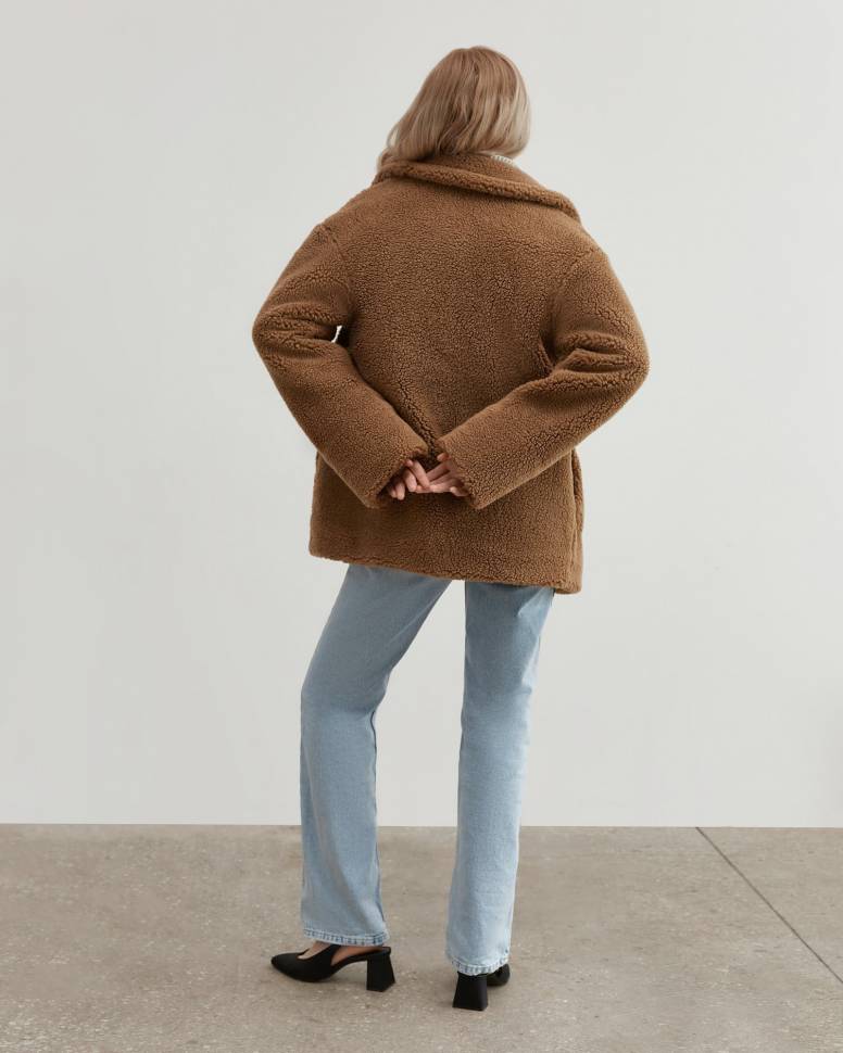 Шуба з еко-хутра Oversize mini Коричнева 