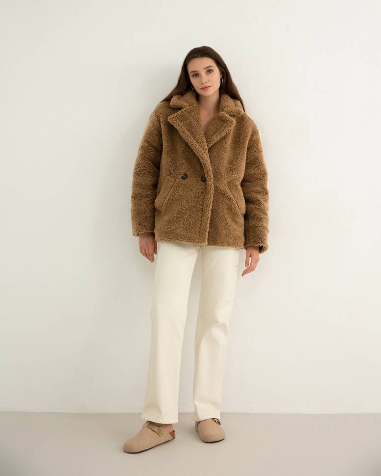 Шуба з еко-хутра Oversize mini Коричнева 