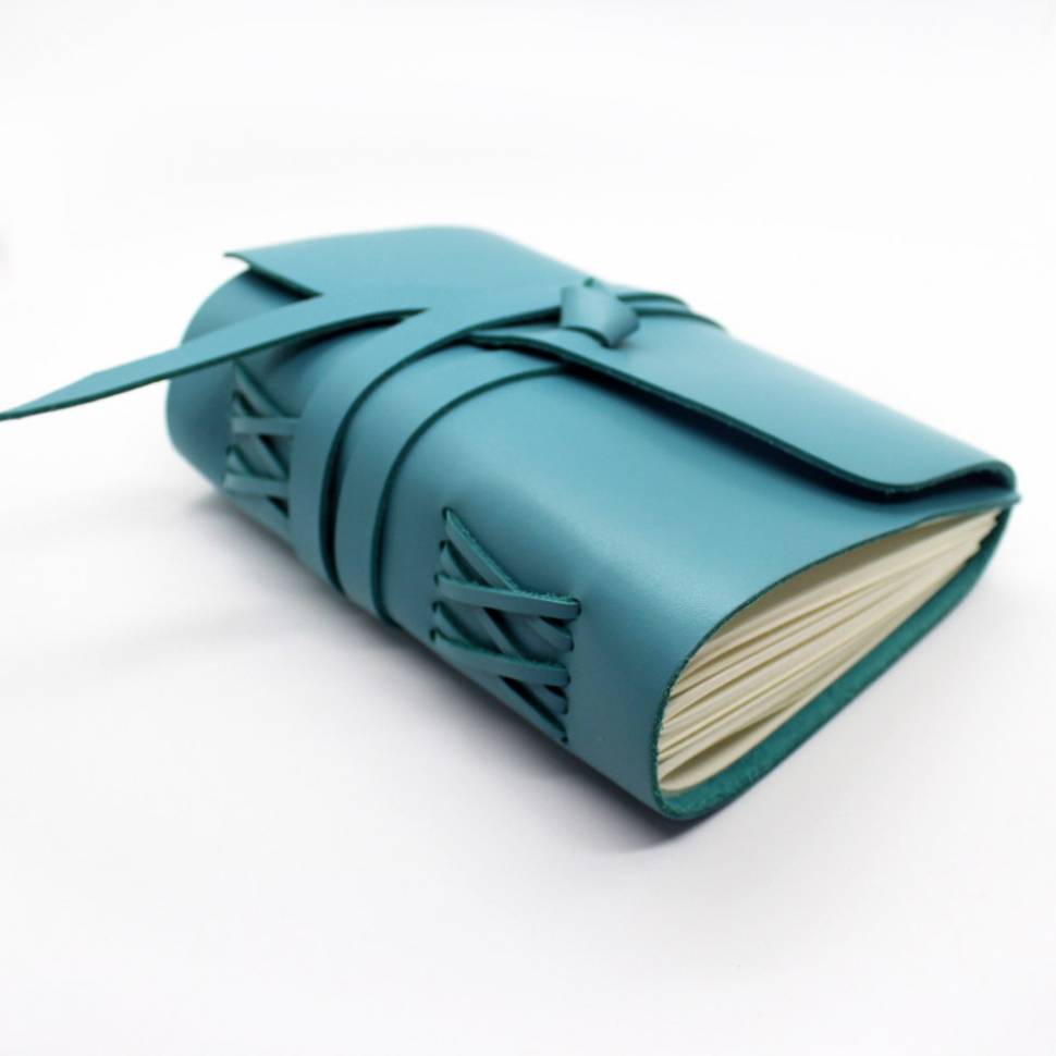 Кожаный блокнот Comfy Strap B6 Бирюза в линию