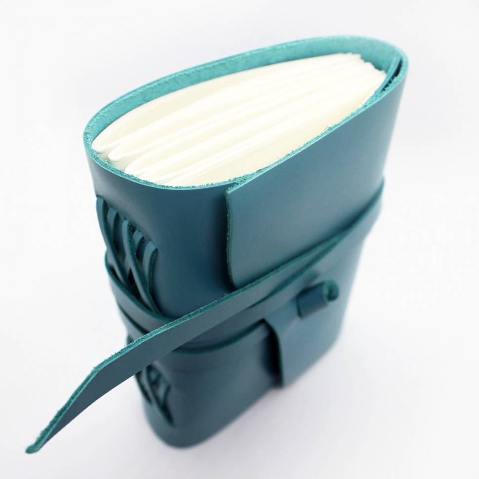 Кожаный блокнот Comfy Strap B6 Бирюза в линию