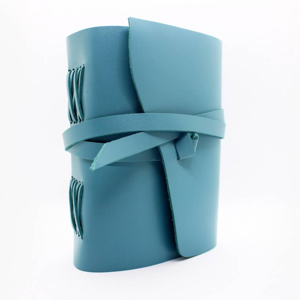Кожаный блокнот Comfy Strap B6 Бирюза в линию