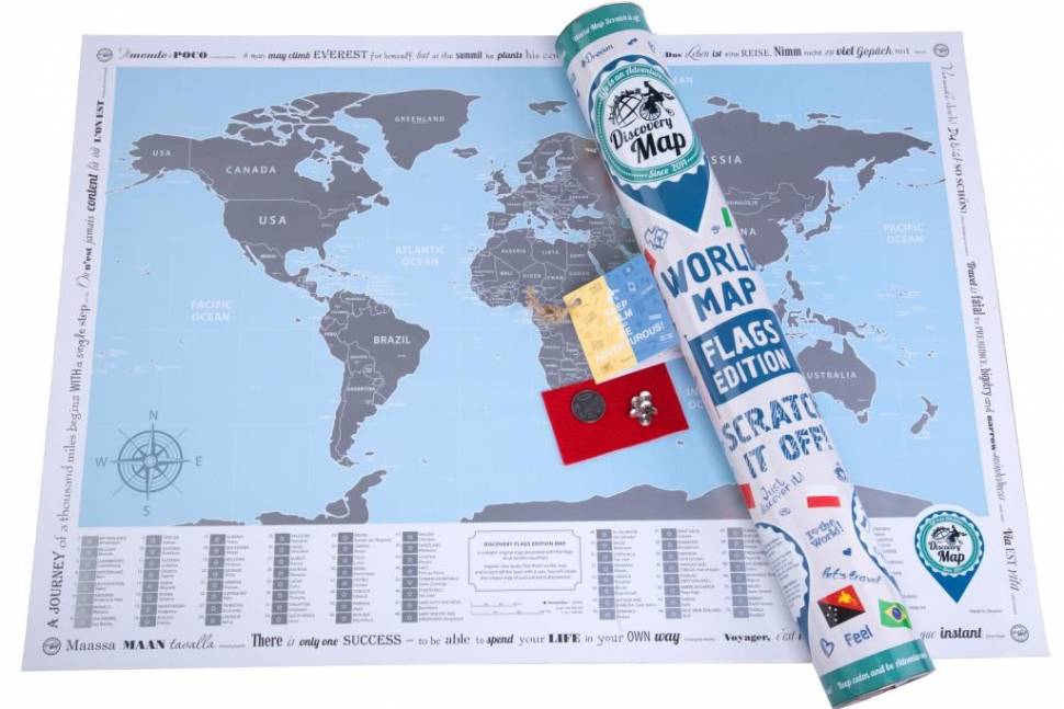 Скретч-карта світу англійською Discovery Map World Flags Edition