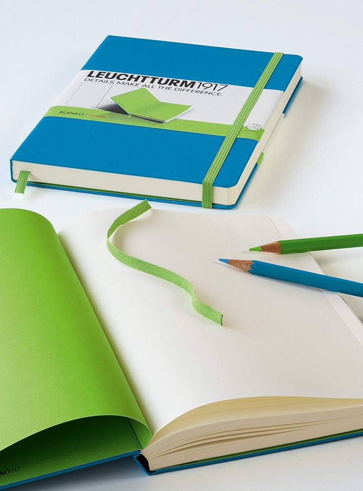 Средний блокнот Leuchtturm1917 BiColore Лазурный/Лайм Чистые листы (346747)