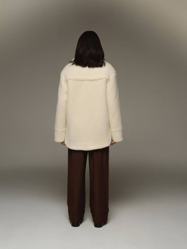 Шуба Midi из эко-меха Grace Молочная