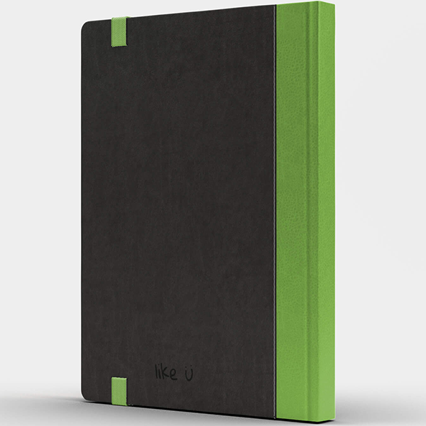 Блокнот з екокожі Professional A5 Чорний /Зелений