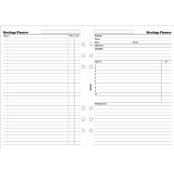 Бланки План совещания Filofax A5 White (341315)