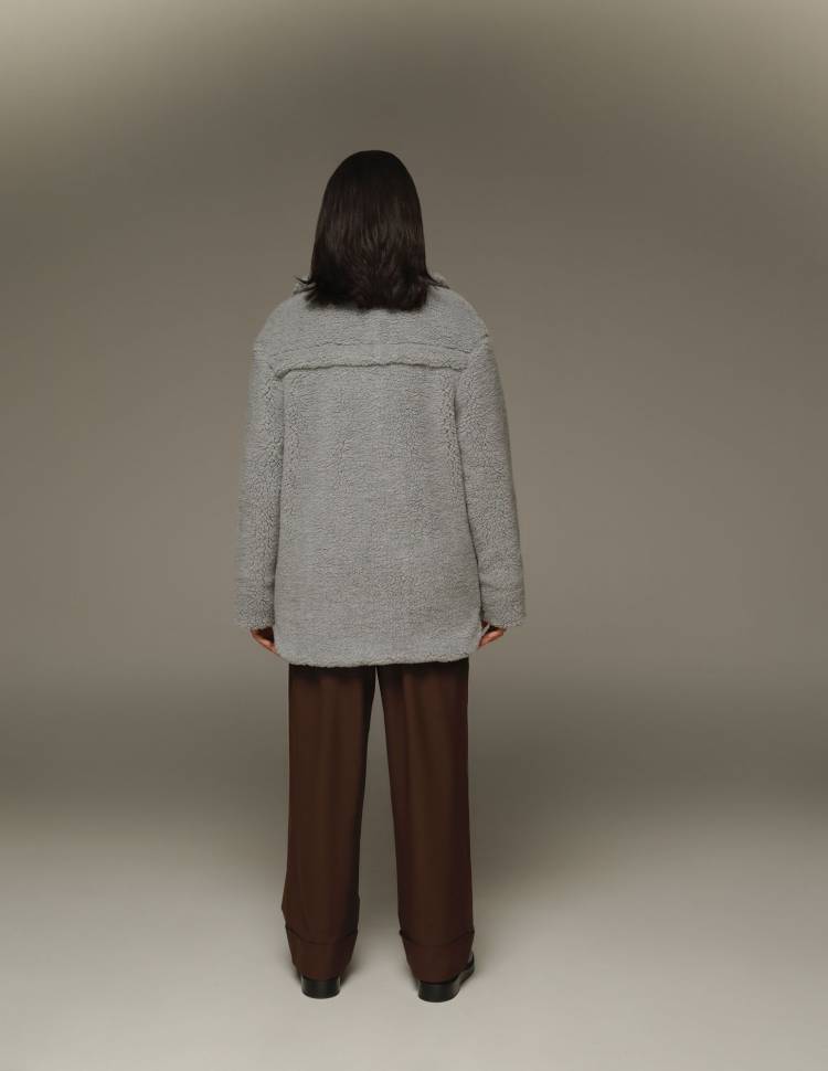 Шуба Midi из эко-меха Grace Серая