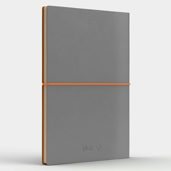 Блокнот з екокожі Fun A5 Сірий /Помаранчевий