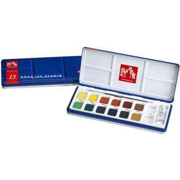 Краски Гуашь Caran d'Ache Studio 13 цветов + кисточка