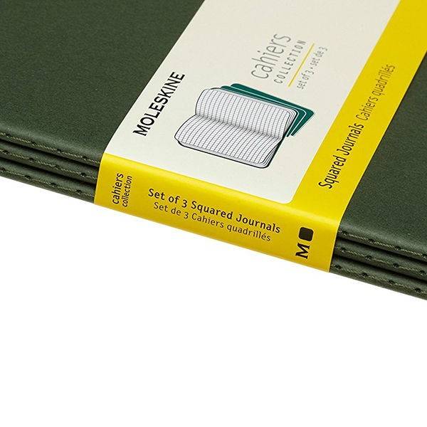 Середня зошит (3 шт) Moleskine Cahier зелена Клітка