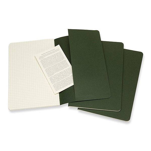 Середня зошит (3 шт) Moleskine Cahier зелена Клітка