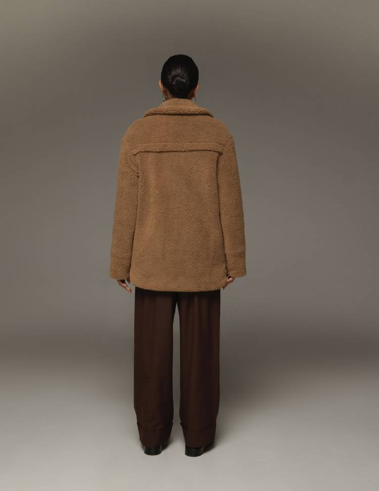 Шуба Midi из эко-меха Grace Коричневая