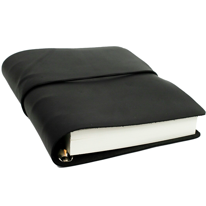 Кожаный органайзер LM на кольцах Черный 400 стр