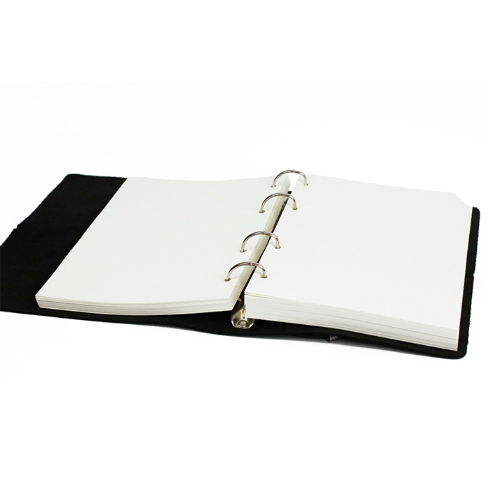 Кожаный органайзер LM на кольцах Черный 400 стр