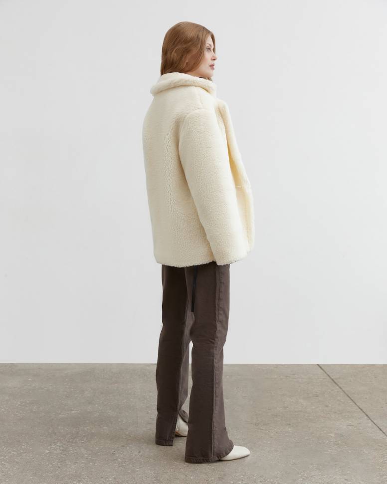 Шуба з еко-хутра Oversize mini Молочна